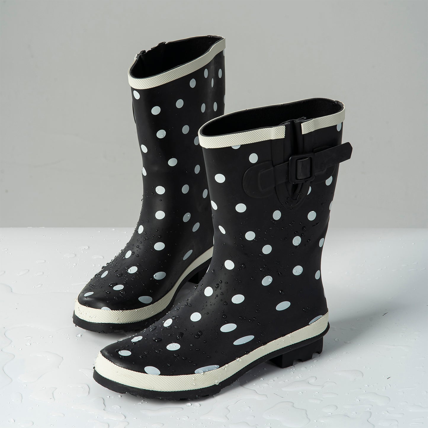 Sanfeng White-Dots Mid Rainboots