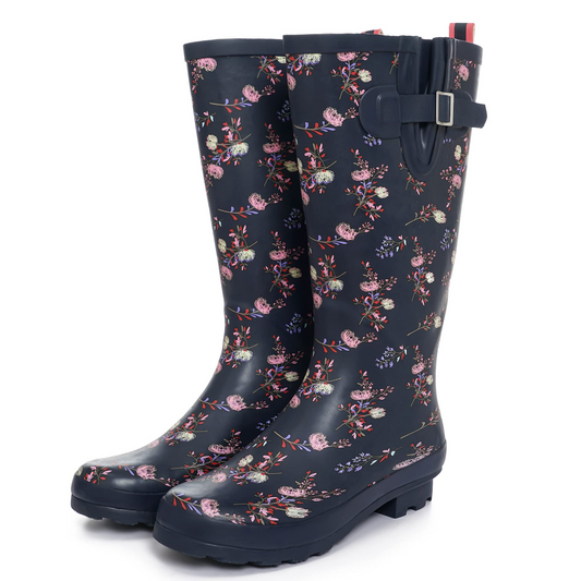 Sanfeng Pink-Flower Tall Rainboots