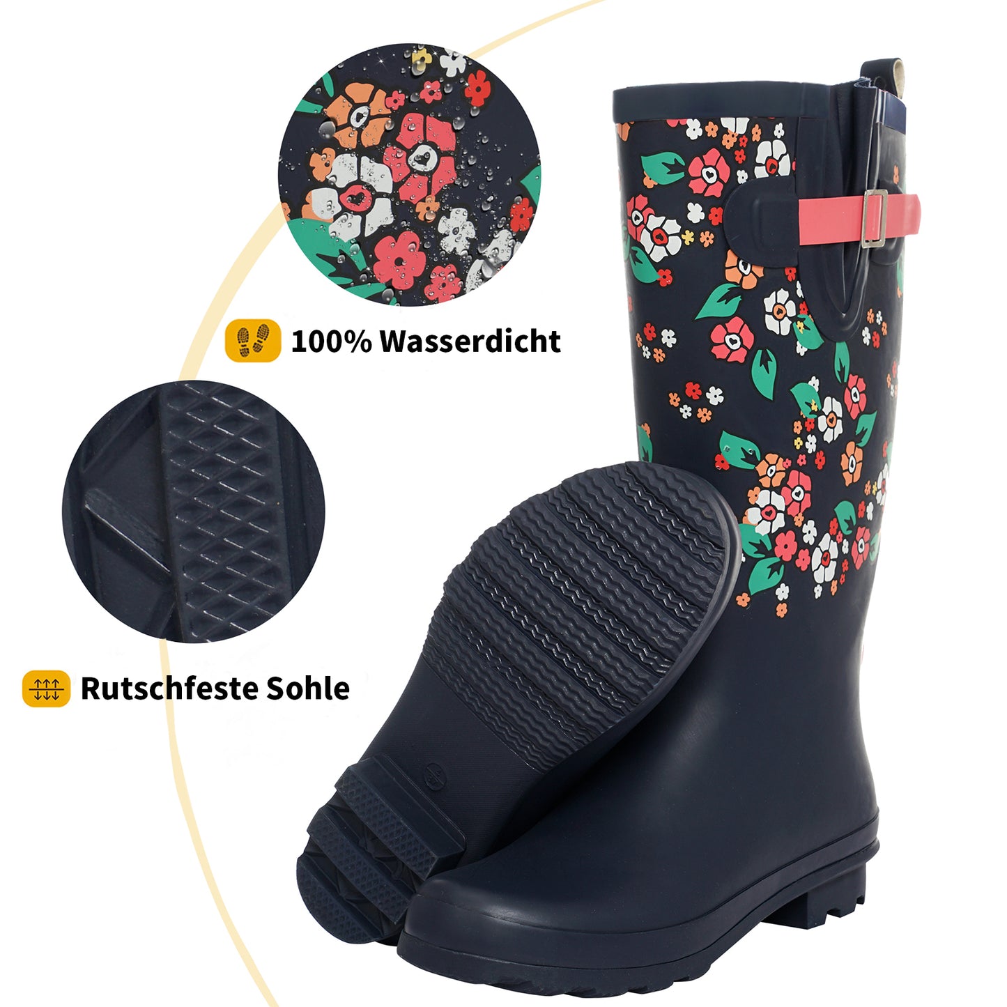 Sanfeng Half-Flower Tall Rainboots