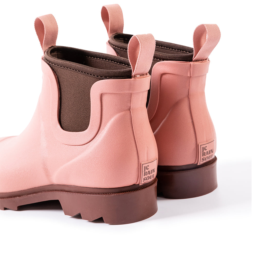 Sanfeng Pink&Brown Color-Clash Neoprene Rain Boots