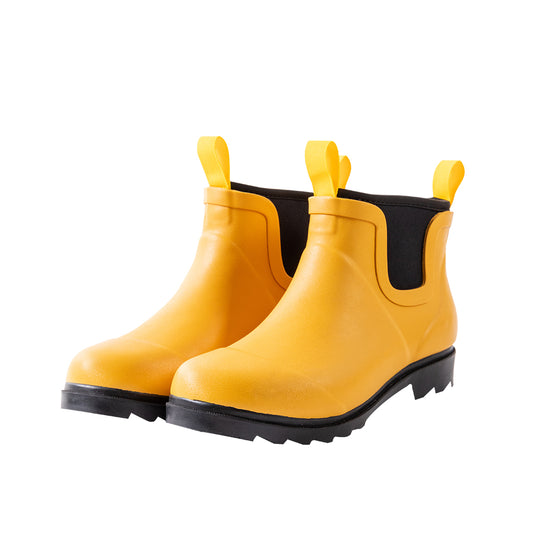 Sanfeng Yellow&Black Color-Clash Neoprene Rain Boots