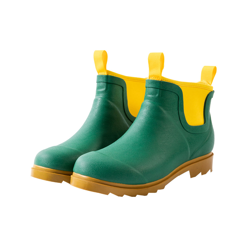 Sanfeng Green&Yellow Color-Clash Neoprene Rain Boots