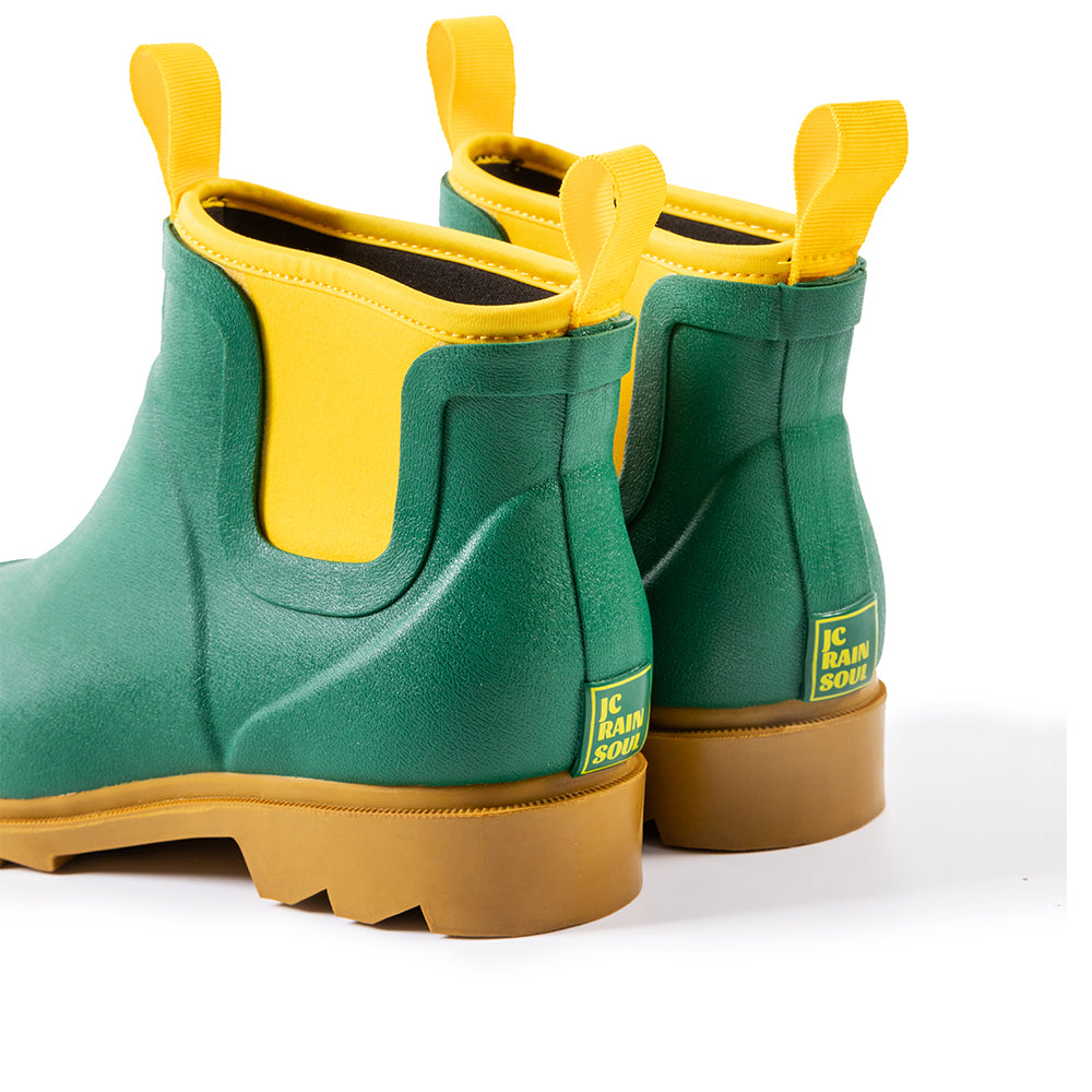 Sanfeng Green&Yellow Color-Clash Neoprene Rain Boots