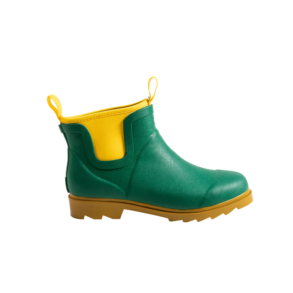 Sanfeng Green&Yellow Color-Clash Neoprene Rain Boots