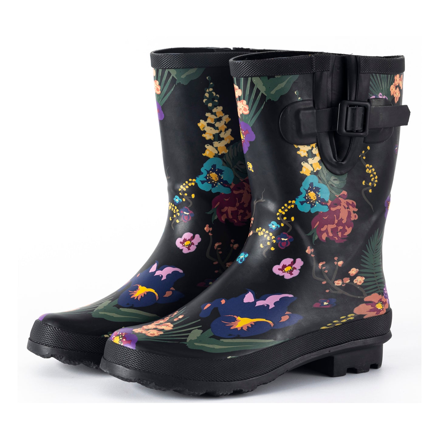 Sanfeng Black-Flower Mid Rainboots