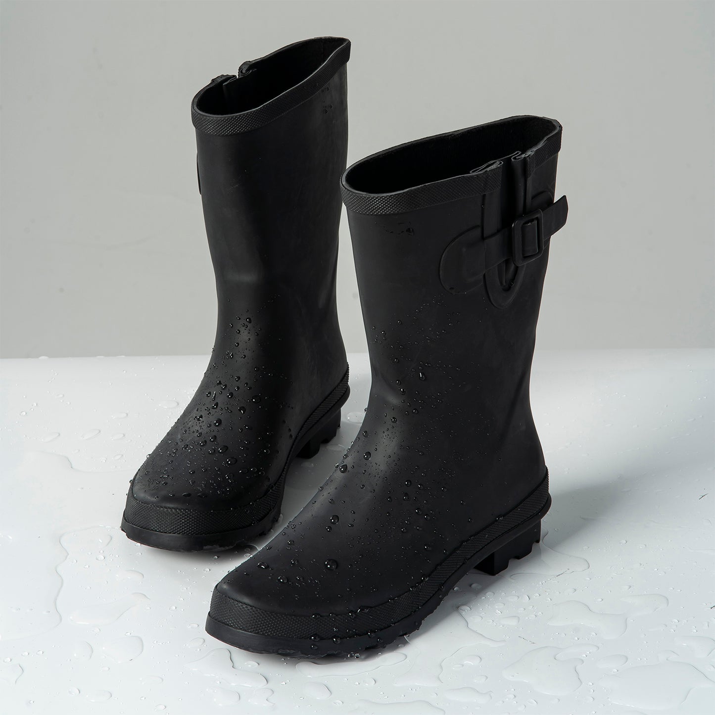 Sanfeng Black Mid Rainboots